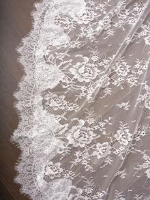 1 Pc French Lace Wedding Veil Elegant Mantilla Style Fingertip Length Bridal Veil With Comb For Bride Ivory,Summer,Beach - Ivory - View 6