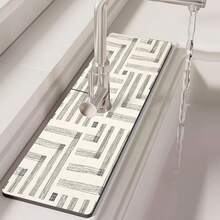 1pc, Sink Faucet Suction Pad, Drainage Pad, Kitchen, Bathroom Sink, Countertop, Drainage Pad, Diatomite Washbasin, And Cuttable Quick-Drying Pad. - Multicolor - View 4