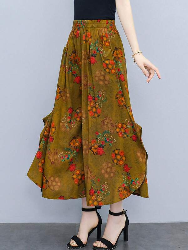 FANMUER Quần ống rộng dáng suông phong cách bohemian, in kỹ thuật số, kiểu dáng mùa hè mới, thích hợp cho nữ đi nghỉ mát.