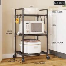 1 buah Rak Penyimpanan Dapur, Rak Panci Oven Microwave Bertingkat Berdiri di Lantai, Rak Penyimpanan Rumah Multifungsi dengan Roda, Rak Kamar Mandi - MultiWarna - View 14