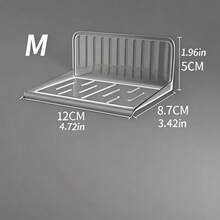 1pc/Simple Punch-Free Storage Rack Wall Decoration Partition Rack Photo Album Ornaments Storage Tray Rack, Suitable For Bedroom, Living Room, Bathroom, Kitchen, Study, Dormitory Storage Rack, Various Small Object Display Rack - Clear - View 9