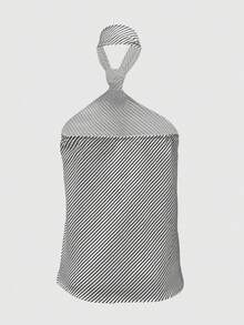 Camiseta sin mangas de corte slim con rayas para mujer, de moda y elegante, adecuada para el verano - Gris - Ver 4