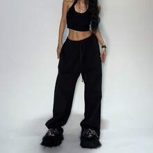 Hip-Hop Retro Casual Pants, Jazz Street Dance Sports Sweatpants, Loose  Street Wide-Leg Long Pants - 黑色 - 查看 1