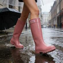 1 par de botas de lluvia de media pantorrilla impermeables de goma para mujer, adecuadas para el jardín y días lluviosos - Estilo de etiqueta - Ver 4
