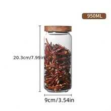 1 hũ thủy tinh kín có nắp gỗ, chai đựng thực phẩm nhà bếp, hộp đựng thực phẩm kín khí dùng cho trà, cà phê hạt, ngũ cốc, kẹo, gia vị. - Trong sáng - Xem 17