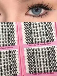 LIMEIKAI 256簇假睫毛 动漫风卷翘假睫毛，自然尖头簇状假睫毛，纤细韩式妆容假睫毛 - 查看 2