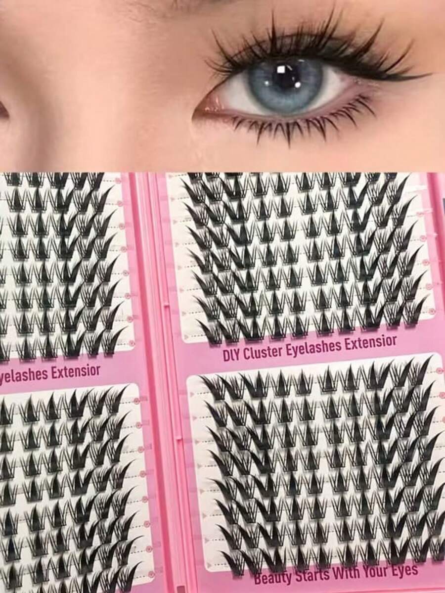 LIMEIKAI 256簇假睫毛 动漫风卷翘假睫毛，自然尖头簇状假睫毛，纤细韩式妆容假睫毛