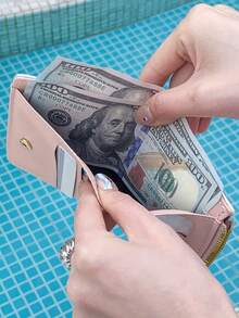 1 PC Fashionable Cartoon Embroidery Wallet, Multifunctional With Multiple Card Slots, Solid Color Cute Card Bag - Multicolor - View 8