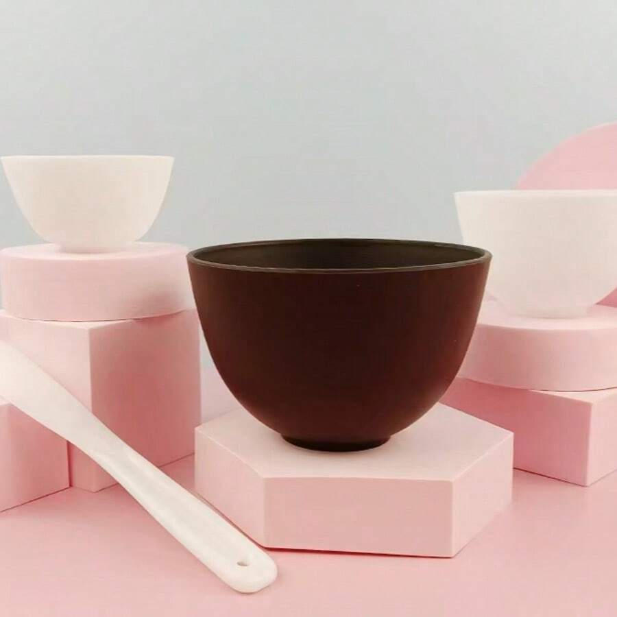 Large Black Silicone Mask Mixing Bowl Set, Facial Care Bowl, DIY Mud Mask Beautician Supplies - Multicolor - View 1