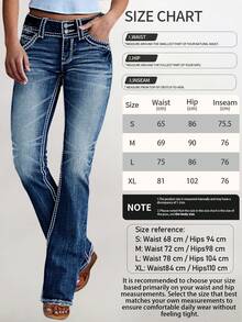 Women's Front Button Pocket Casual Skinny Flare Jeans Spring - Dark Wash - View 8