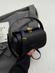 Túi đeo chéo hình hộp thời trang dành cho nữ, Túi Tote tối giản thanh lịch có sức chứa lớn - màu đen - Xem 4