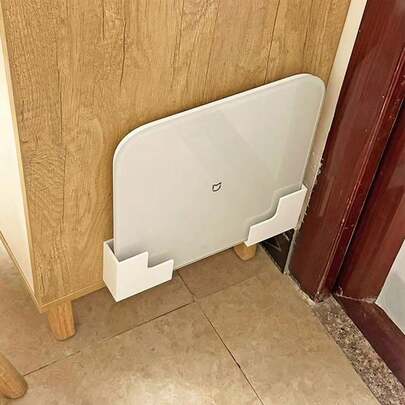 Wall-Mounted Weight Scale Storage Rack - Adhesive Installation, Durable Plastic Space-Saving Organizer Suitable For Bathroom And Home Gym, 22lbs Capacity, Bathroom Storage And Organization, Stylish Design, Sturdy Structure, Storage Box, Compact Storage Box, Modern Storage, Quality Material, Wall Rack, Fitness Enthusiasts, Small Space Living