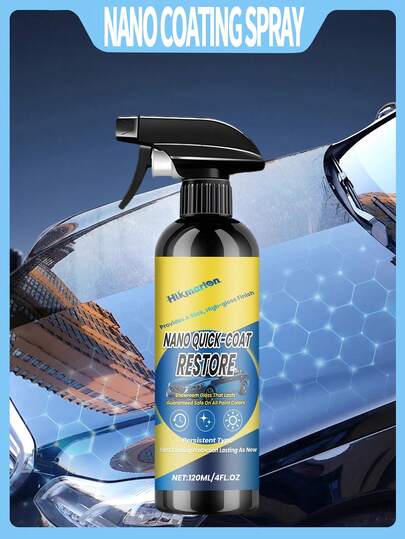 1 Caixa 120ml Spray de Revestimento Rápido para Carro, Agente de Revestimento para Carro, Manutenção de Revestimento de Tinta Nano, Revestimento de Tinta de Carro Nano, Cera de Brilho Rápido para Pintura de Carro, Spray de Revestimento Nano Automotivo, Renovação de Tinta de Uso Doméstico, Agente de Manutenção de Aplicação Rápida e Brilhante, Cera em Spray Brilhante