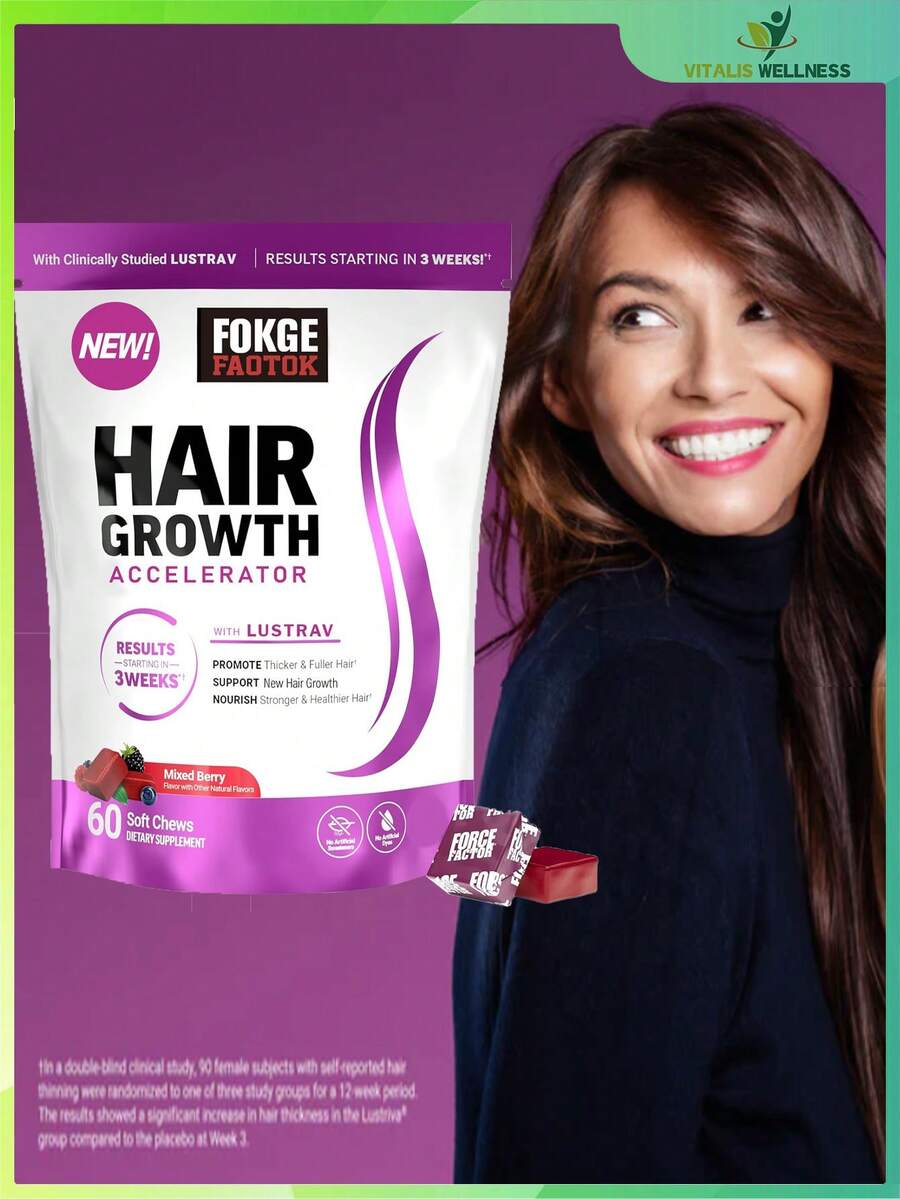 Healthy Hair, Skin & Nail Gummies –  Biotin, Vitamin C & E | Mixed Berry Flavor | 60 Vegan Gummies | Beauty & Wellness Supplement - 1 - Xem 1