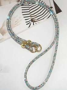 1条奢华水钻手机挂绳，长款，斜挎式，女士款，高端全水钻挂链，新款精致闪亮水钻腕链，高级感应包链，百搭网红挂饰，相机防丢绳 - 彩色 - 查看 11