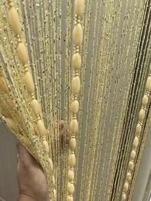 1PC Door String Curtain Fashionable Flat Gold Ribbon Thread With Shaggy Tassel Room Divider Window Door Decor For Home Bedroom Living Room - Multicolor - View 5