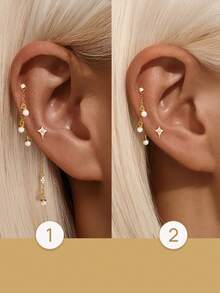 1pc 925 Sterling Silver Agate/Colorful CZ/Opal Earring Chain Accessory, 18K Gold Plated Earring Connector Chain, Convertible Dangle Earrings For Women With Double Pierced Ears - Gold - View 10