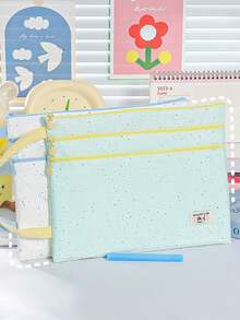 1 pièce Sac de fichier étudiant à double fermeture éclair avec motif de chien, pochette de rangement portable de grande capacité, convient pour ranger les petits/grands documents d'examen et les papiers, peut contenir une calculatrice, un cahier et des stylos, étui à crayons multifonctionnel pour l'école, le bureau et les voyages, convient aux étudiants et aux professionnels - Chiot teckel - Voir 7