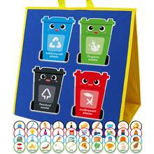 hoojojo 44 pièces Kit de tri des déchets en feutre, thème, accessoires interactifs pour la classe, apprentissage du vocabulaire anglais, aide pédagogique créative pour les poubelles, convient pour la maison, l'éducation, les jeux en classe, nouvelle arrivée pour la rentrée scolaire - Multicolore - Voir 4