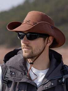 1 Sombrero de vaquero occidental de moda para hombres, sombrero de sol para exteriores, gran circunferencia de cabeza, sombrero de sol con ala grande plegable, adecuado para senderismo al aire libre, turismo, escalada de montaña, pesca, senderismo, verano, vacaciones - multicolor - Ver 8