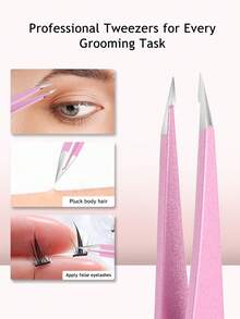 Herramienta de depilación de acero inoxidable de alta calidad SHILING, pinzas puntiagudas rosas para dar forma a las cejas - Ver 6