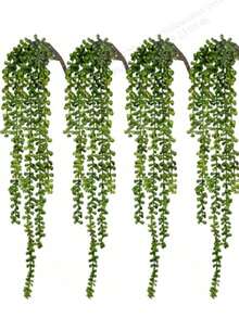 1pc/4pcs Artificial Succulent Hanging Fern Plant With Faux Pearl Beads, Suitable For Wall, Home, Garden, Outdoor Decor (Planter Not Included). Faux Pearl Hanging Fern, Ideal For Home, Garden Decor, Birthday, Graduation Gift. - Multicolor - View 1