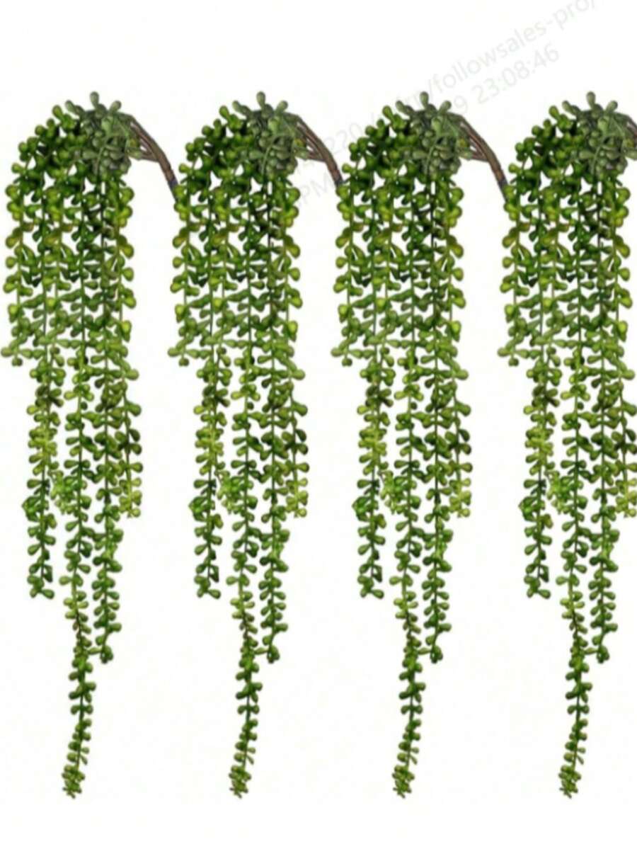1pc/4pcs Artificial Succulent Hanging Fern Plant With Faux Pearl Beads, Suitable For Wall, Home, Garden, Outdoor Decor (Planter Not Included). Faux Pearl Hanging Fern, Ideal For Home, Garden Decor, Birthday, Graduation Gift. - Multicolor - View 1
