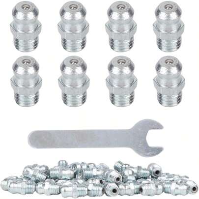 100pcs Grease Zerk Fittings, 1/4in-28 SAE Straight Thread Grease Nipples Zerk With Wrench Metric Automotive Machinery Gun And Industrial Equipment Extension