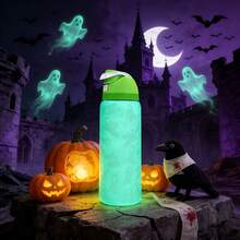 OwaIa Little Nightlight Ghost Large Capacity Stainless Steel Water Bottle,32oz/945ml With Straw,Exquisite Look,Glow At Night,Insulated For Hot&Cold Drinks/Iced Water,Keeps Warm For 24 Hours,For Leisure Work Sports Indoor Outdoor,Perfect Gift Choice - 夜光 - 查看 4