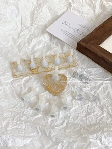美甲装饰品，渐变粉蓝白红粉色椭圆形和长方形，配5个金色合金支架，韩式美甲饰品配件，美甲展示工具和道具 - 彩色 - 查看 6