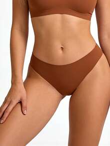 7条装女士无缝冰丝低腰内裤性感速干超薄纯色内衣裤 - 彩色 - 查看 5