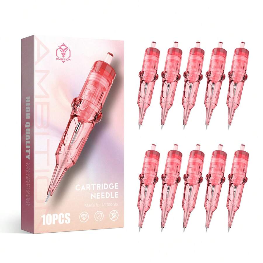 10pcs Ambition 0.25mm, 0.3mm, 0.35mm Round Liner Tattoo Needles, Suitable For Tattoo Machines