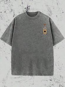 Summer Tops2026 Summer ShirtVintage Vintage Style, Tito's Vodka Enthusiast, Leopard Print Elements, SHOW ME YOU TITOS Humorous Text Memes, Washed Double-Sided Printed Vintage T-Shirt..…. Retro Loose T-Shirt, Men's Casual Style T-Shirt, Machine Washable And Washable Old T-Shirt; Cool Design Pattern T-Shirt, Durable And Comfortable Fabric, Street Fashion Sense, A Must-Have For Street Style Enthusiasts, Top-Level Sportswear, Suitable For Daily Commuting, Dating, Leisure Matching, Suitable For Holiday Gift Giving, The First Choice For Gift Giving. Loose And Comfortable Women's TopsLoose And Comfortablesummer Outfits For Women - Grey - View 2