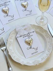 12 Thiệp Chúc Mừng Cưới Tùy Chỉnh | Chúc Hạnh Phúc | Chúc Mừng Đính Hôn | Chúc Mừng Kỷ Niệm | Thiệp Quà Tặng Chúc Phúc Cưới - Phiên bản màu trắng có nơ - Xem 7