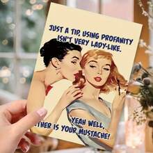 1 Pc Humorous Card Featuring This Isn T Very Ladylike Humor But Neither Is Your Beard Unique Vintage Gift For Her Suitable For Any Occasion Vintage Style Includes Envelope Ideal For Sending To Loved Ones As A Heartfelt Blessing For Birthday Weddings Invitations Back To School Season Holidays - Red - View 6