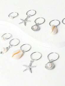 10pcs Women's Braided Hair Beach Decor Hair Clips, Fashionable & Unique Summer Beach, Vacation, Photography, Festival Ocean Themed Hair Accessories, Accesssories - 金子 - 查看 10