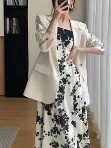 Women Long Dresses - Black and White - View 6