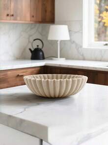 1pc Creative White Minimalist Italian Style Resin Decorative Round Large Tray, Suitable For Tea Room, Study, Desktop Home Decor, Also Can Be Used To Place Cosmetics, Jewelry And Miscellaneous Items (Please Note The Size) - Multicolor - View 4