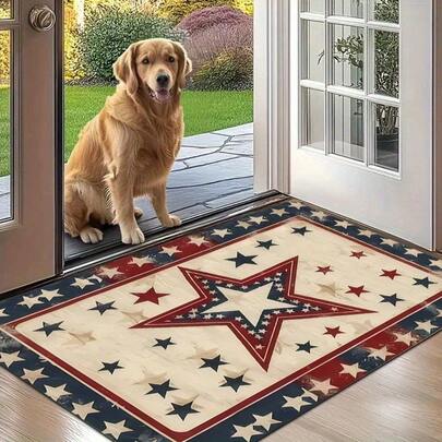 Product: Patriotic Stars And Stripes Doormat - Durable Floor Mat With Red, White, And Blue Design, Suitable For Indoor/Outdoor Use In Entryways, Kitchens, Bedrooms, Balconies, And Living Rooms | Indoor/Outdoor Mat | Decorative Doormat | Durable