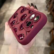 Funda de teléfono con borde recto, lente mate de color rojo vino, patrón de cereza a prueba de golpes, personalizada, cubierta protectora dura compatible con Apple 16 Pro Max, 15/14 Plus, 13/12/11, adecuada para la serie, resistente al agua, a prueba de golpes, anti-caída, resistente a los arañazos, regalo de primaveramobile phones, bags, mobile accessories, phone cases, room decoration, accessories, transparent phone cases, summer, phone straps, men's phone cases, black phone cases, pink phone cases, mobile case for men, mobile case for women, mobile phone protection, beach accessories, strawberry treats, phone protection covers. - Estilo (1 pieza) - Ver 7