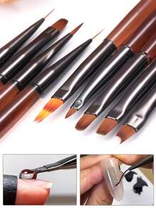 9-Piece Nail Brush Set, Nail Painting Design DIY Salon Household Tools Acrylic Painting Brush UV Nail Polish Nail Polish Tools - Multicolor - View 2