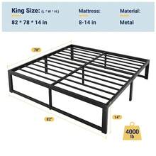 Allewie Twin/Ful/Queen/King Size Bed Frame, 14 Inch Metal Platform Bed Frame With 4000LBS Heavy Duty Steel Slats Support, Noise Free, Easy Assembly, No Box Spring Needed, Black - màu đen - Xem 11