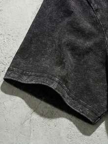 Blue Shooting Star Logo Graphic Tee Unisex Couple Matching Boyfriend Style Hell Star Double Sided Print Electric Color Y2K Aesthetic Acid Washed Cotton Graphic Tees Men Oversized T Shirt Summer Outfits Camisetas Para Hombre,Mens Clothes,Graphic Tee,Summer Clothes,Summer Tops,Easter Outfits,Spring Clothes ,Shirts - Black 3 - View 8