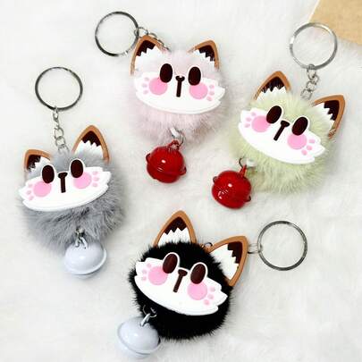 1个可爱卡通猫咪铃铛钥匙扣，适合学生背包钥匙装饰，创意小礼物