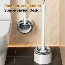 1pc 2026 Toilet Brush And Holder, Bathroom Toilet Brush With Sturdy Handle. Space-Saving, Covered Toilet Brush, Durable, Deep Cleaning. Easy To Assemble, Deep Cleaning, Can Be Hung Or Stood Upright, Essential Toilet Brush For Home, Suitable For Halloween, Christmas, Ramadan, Easter And Other Holidays (White) - Wall-Mounted - View 2