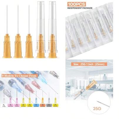 Pcs 25G Needl 25Gauge 1Inch/25mm Se Dispble Injecion Needl Dispeng Lab Suppli Individually Sed Packaging