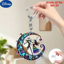Disney 2D Flat, 1pc Halloween Acrylic Keychain Featuring And Sally, Moon-Themed, Suitable For Bags, Backpacks, Car Keys, And As A Christmas, Halloween, Or Birthday Gift - Multicolor - View 2
