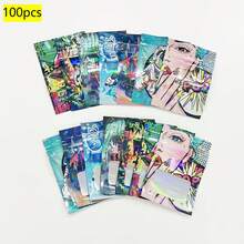 100入 7*10cm 卡通圖案 1g 鋁箔可重複使用夾鏈密封袋，防異味食品糖果軟糖餅乾儲存袋，3D雷射全息密封袋，適合聖誕節、萬聖節、感恩節、復活節、派對、生日、節日 - 彩色 - 查看 15