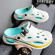 Men's Summer Fashion New Thick-Sole Ultra-Soft Outdoor Beach Resort Versatile Non-Slip Detachable Dual-Color Couple Campus Breathable Sandals, Indoor Bathroom Non-Slip Driving Garden Shoes - White - View 3