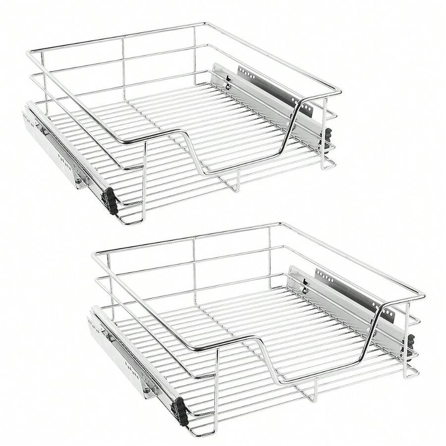 Set di 2 organizer per mobili con cassetti estraibili per cucina e soggiorno; adatti per mobili con larghezza di 46 cm - Lotto di 2 grigio chiaro - Visualizzare 1